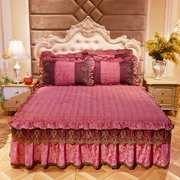 Váy ngủ bằng vải bông châu Âu đơn mảnh dày Simmons đơn giản màu sắc chống bụi che phủ 1,8m trải giường 2m - Váy Petti