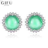 Демисезонные синтезированные серьги из нефрита, серебро 925 пробы, простой и элегантный дизайн, подарок на день рождения
