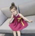 2018 cô gái mùa hè mới quần áo trẻ em trẻ em công chúa váy bé Hàn Quốc phiên bản của V-cổ treo váy công chúa váy 1432 đầm cho bé Váy