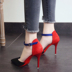 New side air cao gót nữ sandal khóa từ của cô gái với giày cao gót nhọn màu gợi cảm phù hợp với giày nữ rỗng dép lv chính hãng Sandal