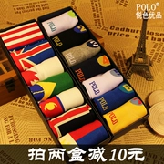 Chính hãng POLO vớ vớ của nam giới tuần 7 vớ nam cotton hộp quà tặng cờ kỹ thuật số gói mô hình bán buôn
