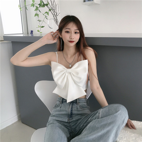 Heavy industry suspender vest female Xia INS with fairy high-grade bow design sense, small people wear a bra top outside