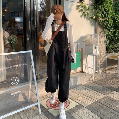 Cool salt Platycodon suspenders women's summer thin net red age reducing design, loose and lazy wind work clothes one-piece pants