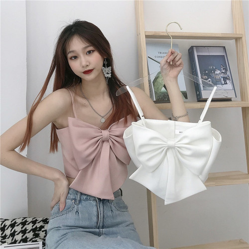 Heavy industry suspender vest female Xia INS with fairy high-grade bow design sense, small people wear a bra top outside