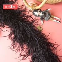 3 слоя черной зашифрованной полоски для волос с страусом