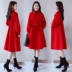 Áo len nữ mùa thu đông 2018 phiên bản mới của Hàn Quốc thời trang áo dài màu đỏ ngoại khí dài len áo dài thủy triều áo khoác lông Trung bình và dài Coat