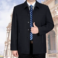 Áo khoác nam nút trung niên thả lỏng mùa xuân và mùa thu kinh doanh bình thường áo khoác bố áo khoác mỏng