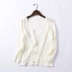 [] J ¥ 27 Phiên bản Hàn Quốc của áo len cổ chữ V mùa thu tay dài thon gọn đan áo khoác mỏng áo len cao cổ Cardigan