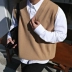 Áo len mùa thu Hàn Quốc của những người yêu thích áo len không tay, áo vest cổ chữ V Dệt kim Vest