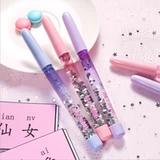 [韩国创意网红仙女棒中性笔抖音同款炫彩流沙签字笔小清新少女心笔]