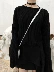 CHICYOU cắt đen bị hỏng cạnh tối đen đoạn ngắn vòng cổ lỏng mỏng dài tay áo dệt kim áo len phụ nữ