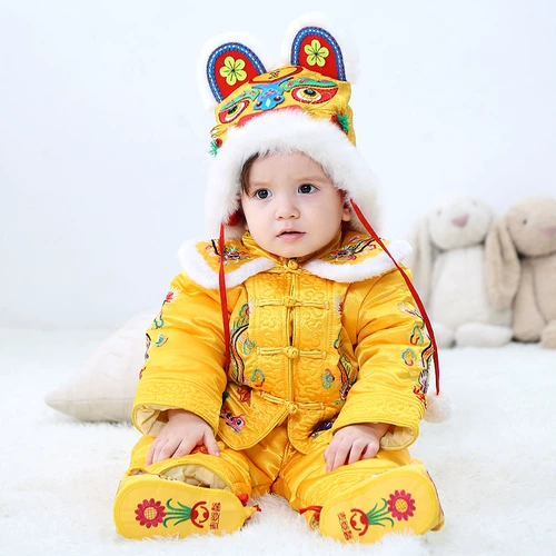 Детская куртка, детский комплект для мальчиков, зимняя одежда, китайский стиль, увеличенная толщина
