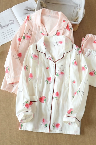 Хлопковая марлевая послеродовая осенняя демисезонная пижама для кормящих грудью, комплект для молодой матери, свободный крой