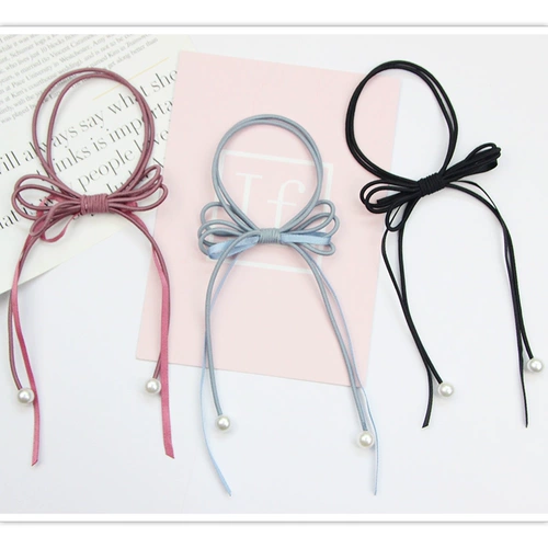 Универсальная резинка с бантиком из жемчуга, аксессуар для волос, простой и элегантный дизайн