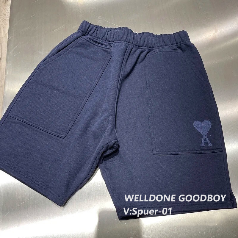 Navy BlueAmi2021 Spring and summer New products Great love Peach heart A letter Embroidery men and women leisure time motion shorts Capris