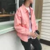 Mùa hè phần mỏng nhanh tay áo khoác nam Hàn Quốc phiên bản của xu hướng cá tính hip hop hồng denim quần áo 褂 sinh viên đẹp trai áo khoác nam Áo khoác