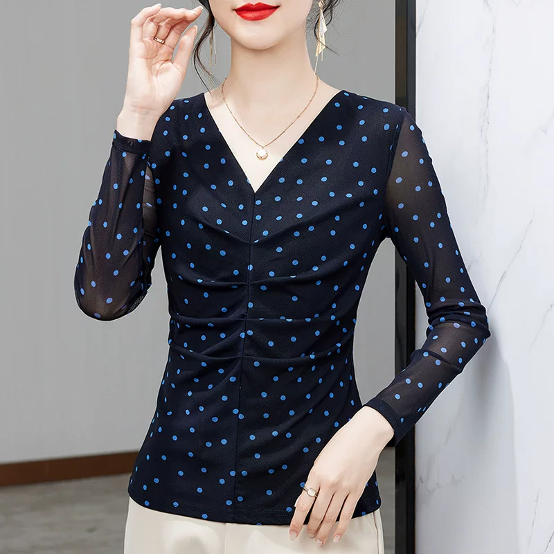 Осенняя базовая_body-friendlym fashionable длинный рукав, V-образный вырез
