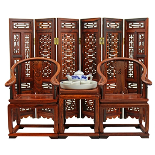 Laos Red Red Rosewood Craft Craft Micro -Srinkable Furniture Модель деревянного кресла Экран китайский маленький украшение