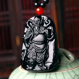 Кусок двойной скульптура Обсидиан Гуань Данг Прилив Прилив Мужское ожерелье Ву богатство Боже Гуань Ю.