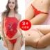 3 hộp quà tặng sexy couple wedding red tạp dề đặt tam giác đồ lót nữ T-Shirt cám dỗ ren đồ lót