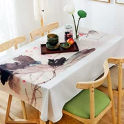 Mới của Trung Quốc khăn trải bàn cotton và linen bàn cà phê phong cách Trung Quốc lotus flower vải hình chữ nhật khăn trải bàn trà Zen Zen linen bảng vải