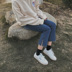 2018 mùa hè Hàn Quốc ulzzang đường phố thấp sneakers trắng siêu lửa retro hoang dã cổ điển giày phụ nữ Giày cắt thấp