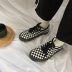 Ulzzang kẻ sọc giày nữ sinh viên Hàn Quốc phiên bản của retro hoang dã giày vải ins màu đen và trắng Harajuku phong cách một giày đạp Plimsolls