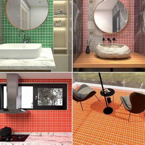 Простая и красочная керамическая мозаичная плитка кухня ванная комната розовая сеть красный ресторан темно -зеленый ванная настенная плитка пола