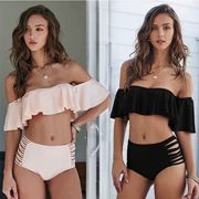 Châu Âu và Hoa Kỳ mới áo tắm chia tách xù ống hàng đầu từ vai rắn màu bikini áo tắm retro bikini eo cao - Bikinis