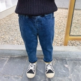 Пуховик, флисовые детские джинсы с начесом для мальчиков, демисезонные штаны, 2019, в западном стиле