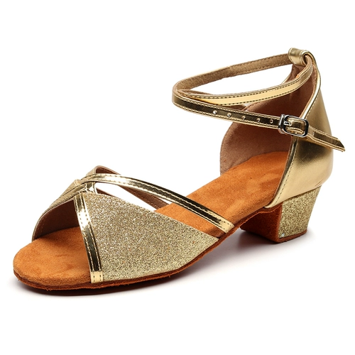 Детская танцующая золотая обувь для принцессы, подходит для начинающих, мягкая подошва