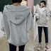 2018 mới của Hàn Quốc phiên bản của lỏng siêu lửa áo len của phụ nữ gió lười cộng với nhung dây kéo cardigan trùm đầu áo khoác mùa thu và mùa đông sinh viên áo vest nữ công sở Áo len
