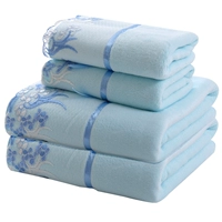Синий комплект, банное полотенце, цветочный принт