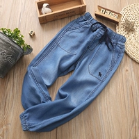 Trai Tencel jeans lỏng phần mỏng 2018 mùa hè trẻ em lớn của trẻ em feet quần cotton muỗi quần quần short jean trẻ em