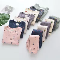 Chất liệu cotton mềm mịn ~ mẫu mùa thu và mùa đông dày cho bé gái Bộ đồ lót bằng vải bông cho nhà 2 bộ bexinhshop shop