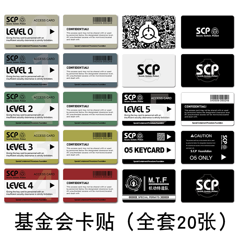 20 Pieces Card Sticker Scp Special Containment Procedures
