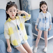Cô gái mặt trời bảo vệ quần áo mùa hè mỏng điều hòa không khí áo sơ mi cô gái áo sơ mi áo khoác trẻ em lớn ngoài trời quần áo mùa hè Hàn Quốc phiên bản