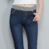 Fawn đàn hồi eo jeans của phụ nữ quần mùa xuân và mùa thu ánh sáng Hàn Quốc phiên bản của cotton stretch là mỏng kích thước lớn nữ ban nhạc đàn hồi thoi trang nu Quần jean