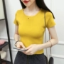 2018 mùa hè phần ngắn băng lụa áo len của phụ nữ đầu mỏng ngắn tay phần mỏng Hàn Quốc phiên bản của tự trồng cơ sở coat vòng cổ áo len cổ lọ form rộng