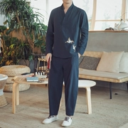 Quần áo Zen nam phong cách Trung Quốc thiết lập phong cách retro Zen Yiju Hanfu sửa chữa dịch vụ trà Zen Đạo giáo một bộ quần áo cơ thể - Trang phục dân tộc
