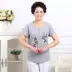 Quần áo cotton từ bi của phụ nữ trung niên cộng với phân bón XL mùa hè áo mẹ béo áo sơ mi ngắn tay modal - Áo phông Áo phông