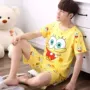 Của nam giới Đồ Ngủ Mùa Hè Ngắn Tay Áo Quần Short Cotton Teen Junior Học Sinh Trung Học Phim Hoạt Hình Mùa Hè Mỏng Nhà Trang Trí Nội ... bộ mặc nhà