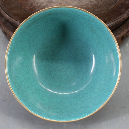 Цин Цяньлонг Цяньлонг Золотой Ванхуа Чаша Миска Антивариат. Бедные старые продукты фавориты делают старые антикварные фарфоровые украшения