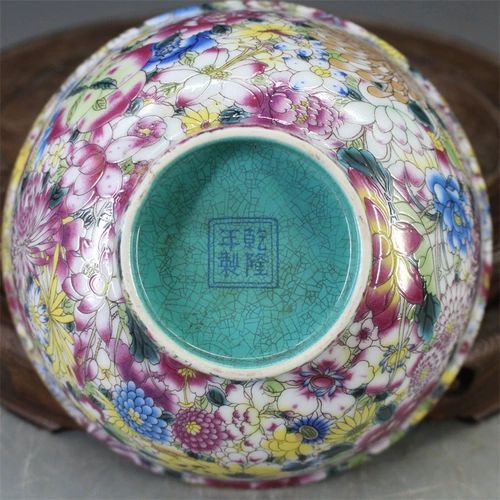 Цин Цяньлонг Цяньлонг Золотой Ванхуа Чаша Миска Антивариат. Бедные старые продукты фавориты делают старые антикварные фарфоровые украшения