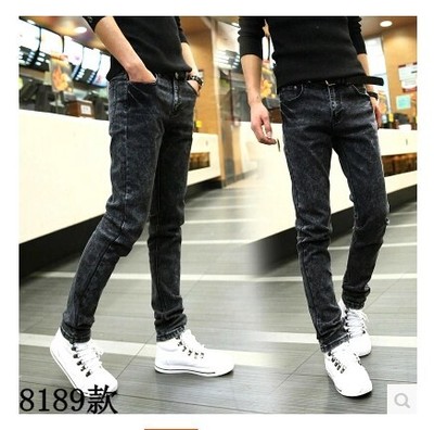 Mùa hè mỏng stretch nam jeans nam casual slim feet quần Hàn Quốc phiên bản của xu hướng của đen thẳng quần dài Cao bồi