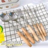 Японская посуда, креативная ложка, вилка для фруктов, десертные палочки для еды для домашнего использования из нержавеющей стали, простой и элегантный дизайн