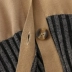 Áo len nữ mùa thu tương phản tay áo cổ chữ V đan áo len nữ Áo khoác ngắn nữ Trái tim xù lông đan