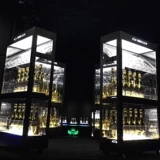 Светодиодный световой световой винный шкаф двойной слой шампанского из нержавеющей стали винный шкаф мобильный трехсторонний винный стойка шампанское башня океанская винная стойка