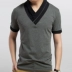 Mùa hè nam ngắn tay t-shirt nam cotton hit màu V-Cổ nửa tay quần áo cộng với phân bón XL casual t-shirt triều