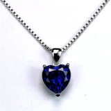 Сапфировая универсальная синяя подвеска в форме сердца, серебро 925 пробы, простой и элегантный дизайн, с драгоценным камнем